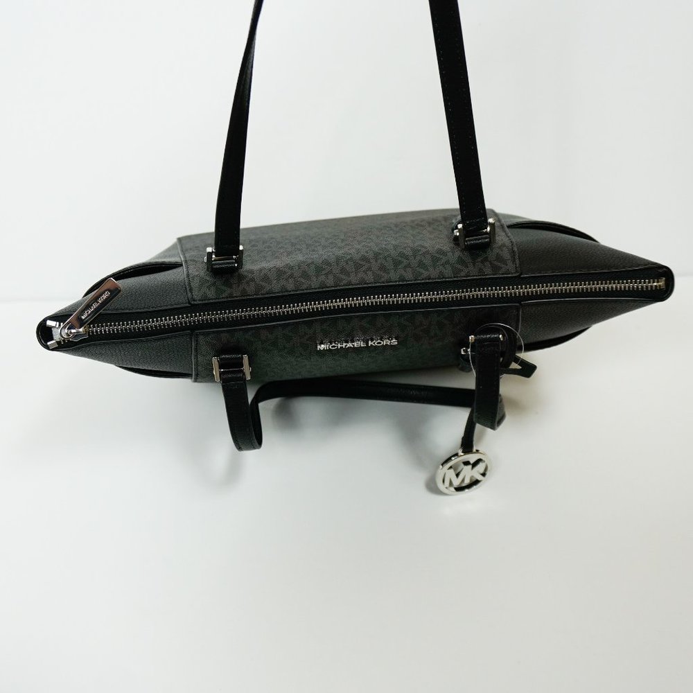Michael Kors Charlotte Tote Shoulder Bag MK Black - Picture 8 of 12